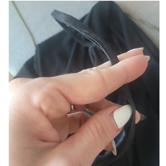 VTG 80s City Triangles Black Halter Mini Dress S/M Criss Cross Back USA GOTH GUC - Picture 9 of 11